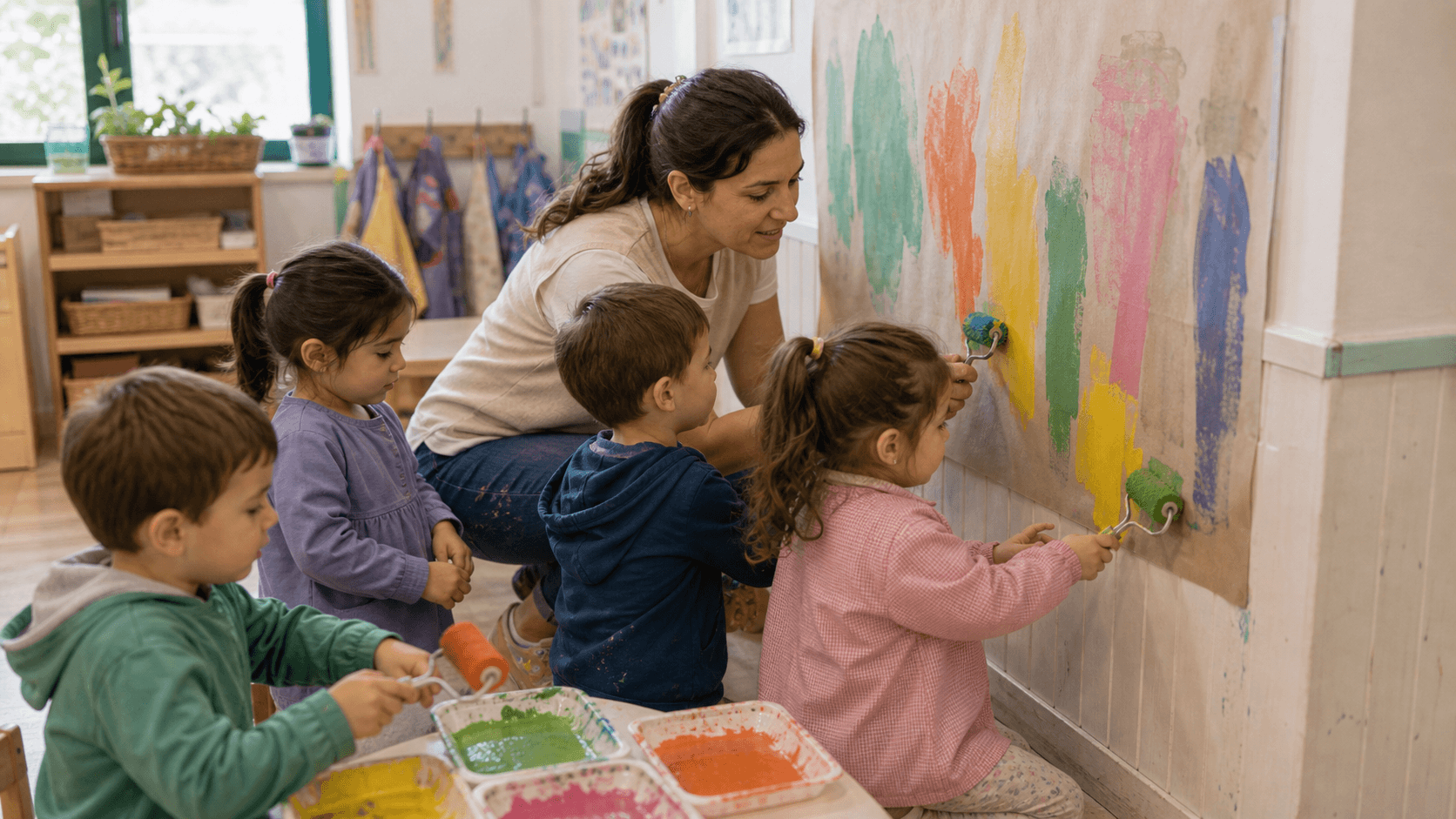 Familias y docente compartiendo una dinámica de telaraña en una reunión de comienzo de ciclo