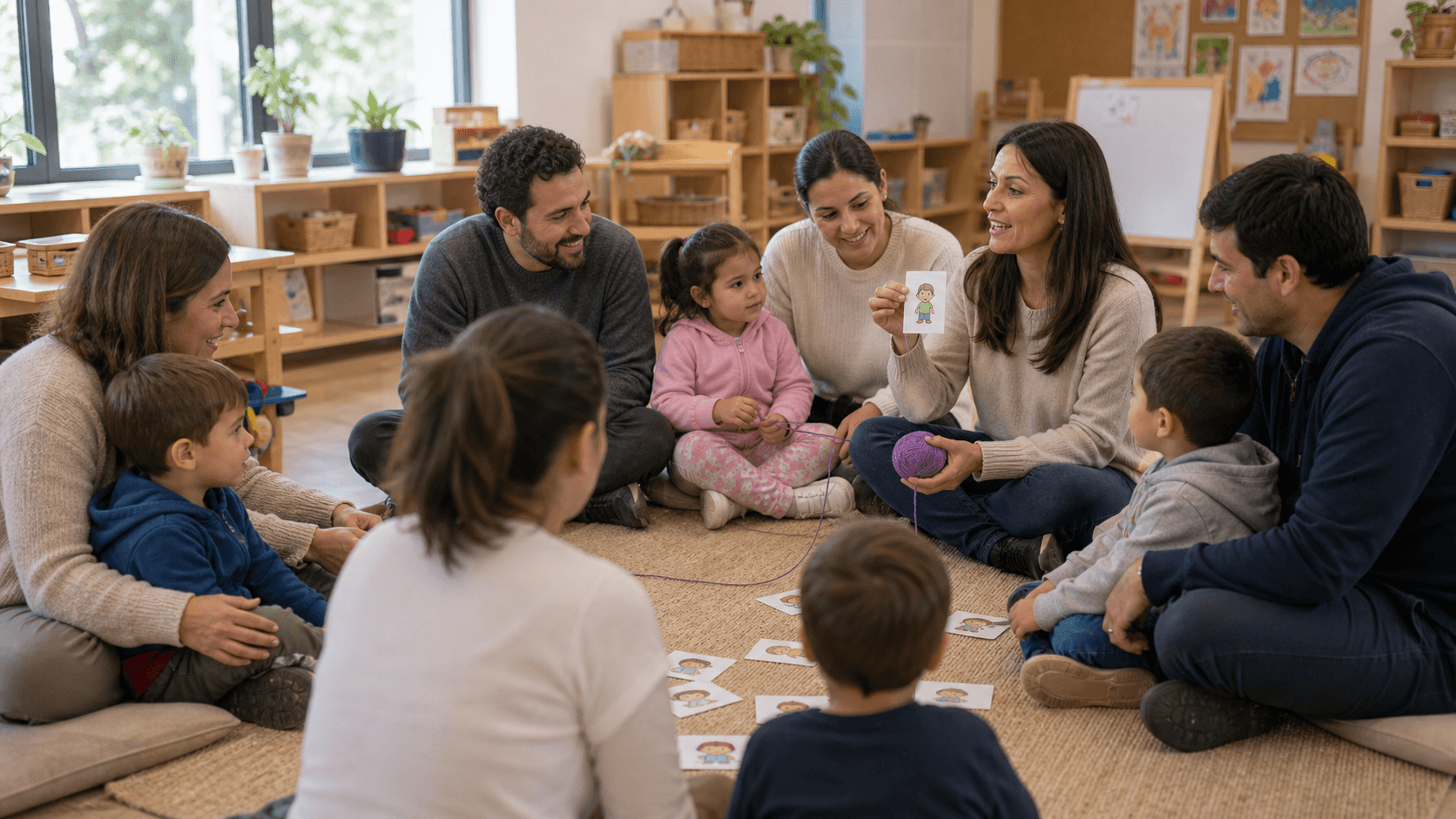 Grupo de niños y niñas buscando objetos con una guía simple, linternas y un mapa en el aula
