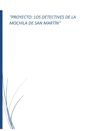 Portada Proyecto: los Detectives de la Mochila de San Martín