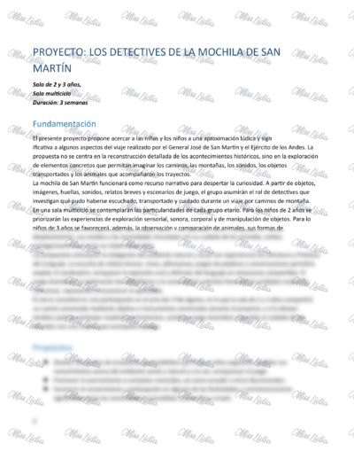 Galería 1 Proyecto: los Detectives de la Mochila de San Martín