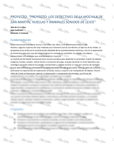 Galería 1 Proyecto: los Detectives de la Mochila de San Martín; Huellas y Animales Sonidos de Lejos