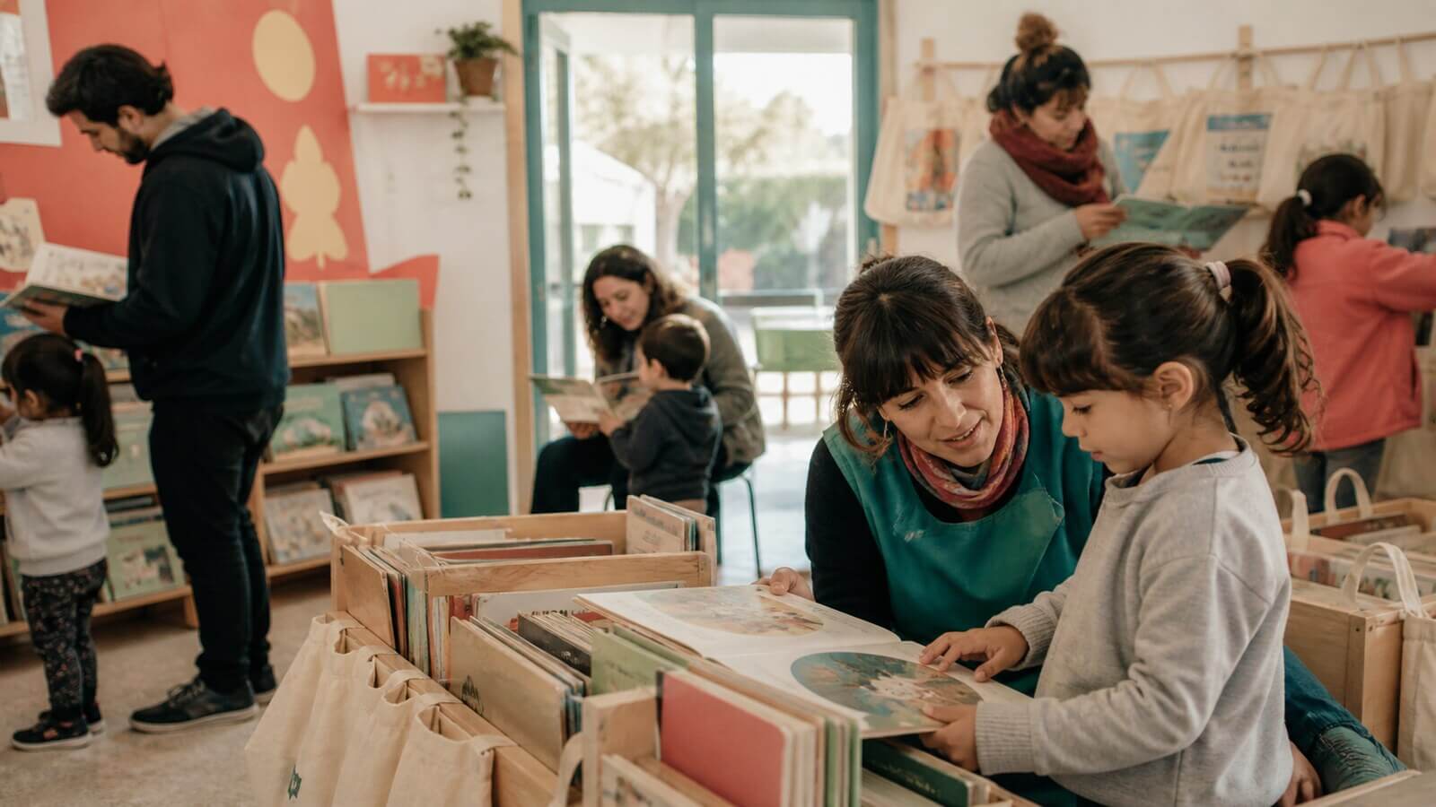 Biblioteca circulante en una sala de Nivel Inicial