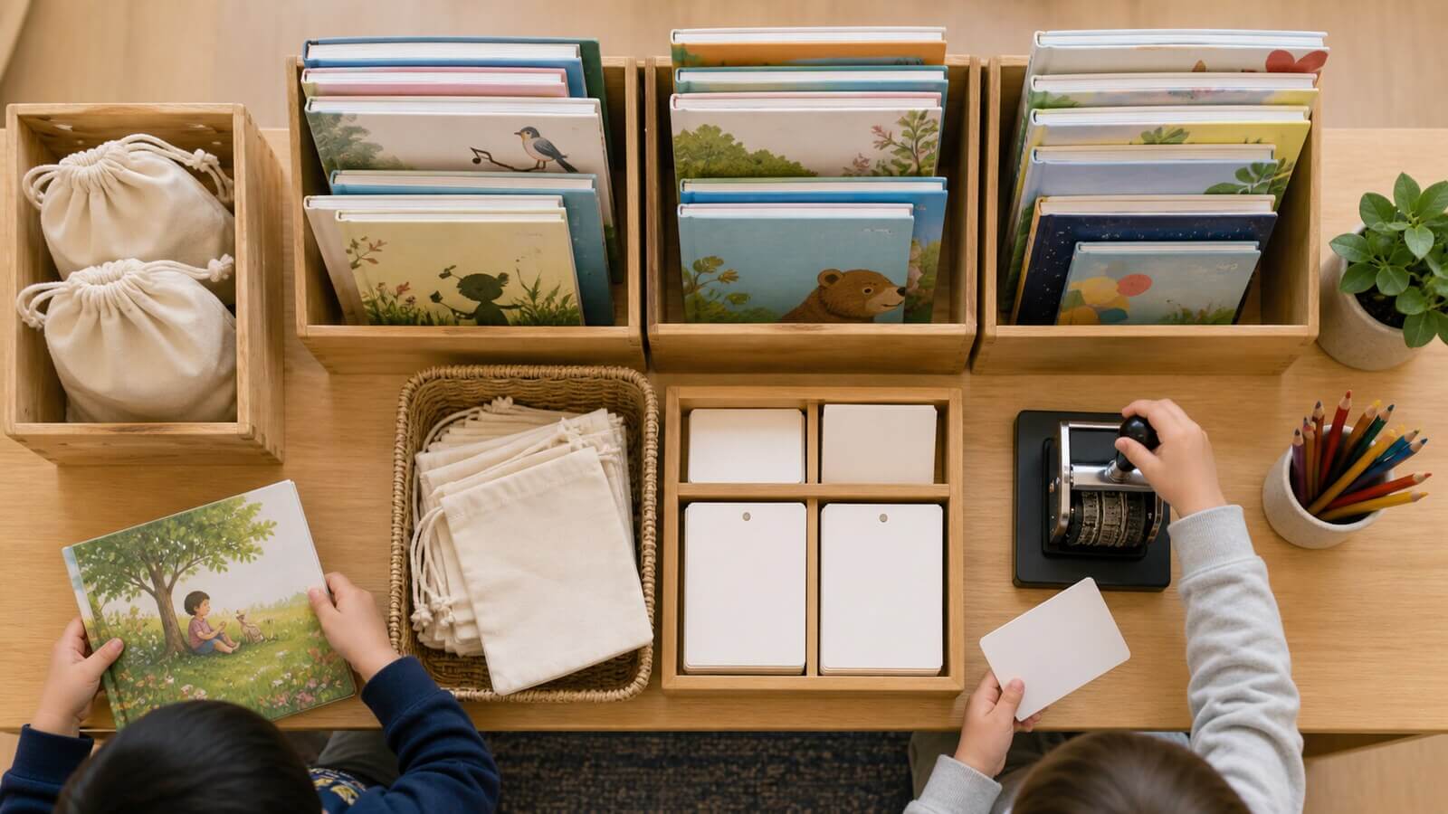 Organización de préstamos de libros en el jardín