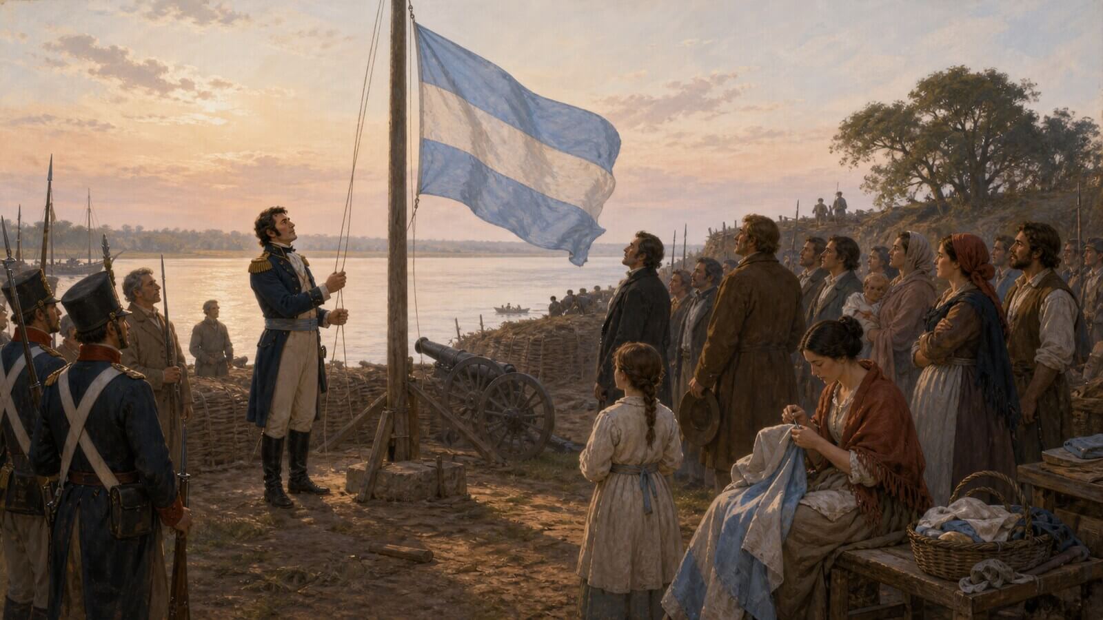 Manuel Belgrano y el primer izamiento de la bandera en Rosario