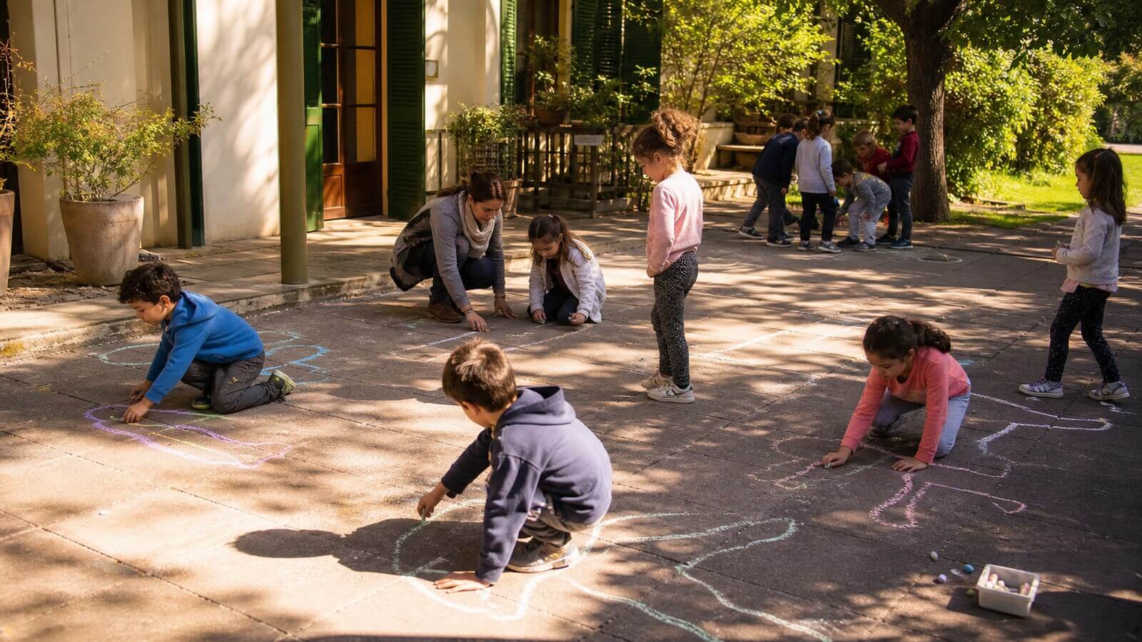 Trazado y comparación de sombras en el patio