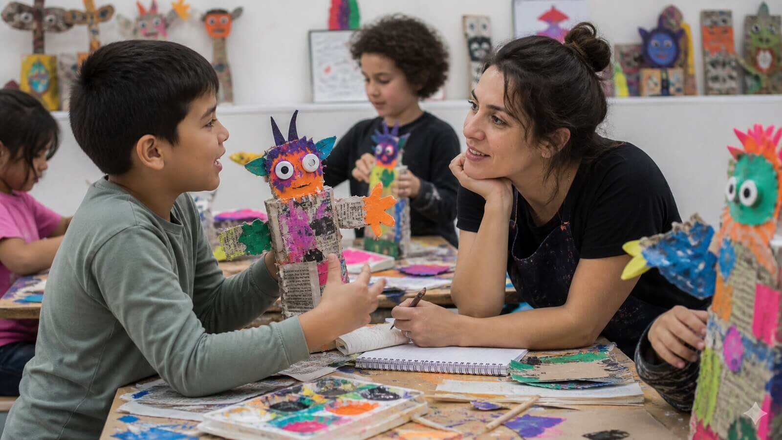 Creación de personajes fantásticos originales con collage y títeres
