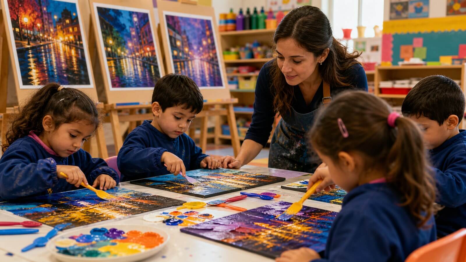 Leonid Afremov en Nivel Inicial con color luz y espátula