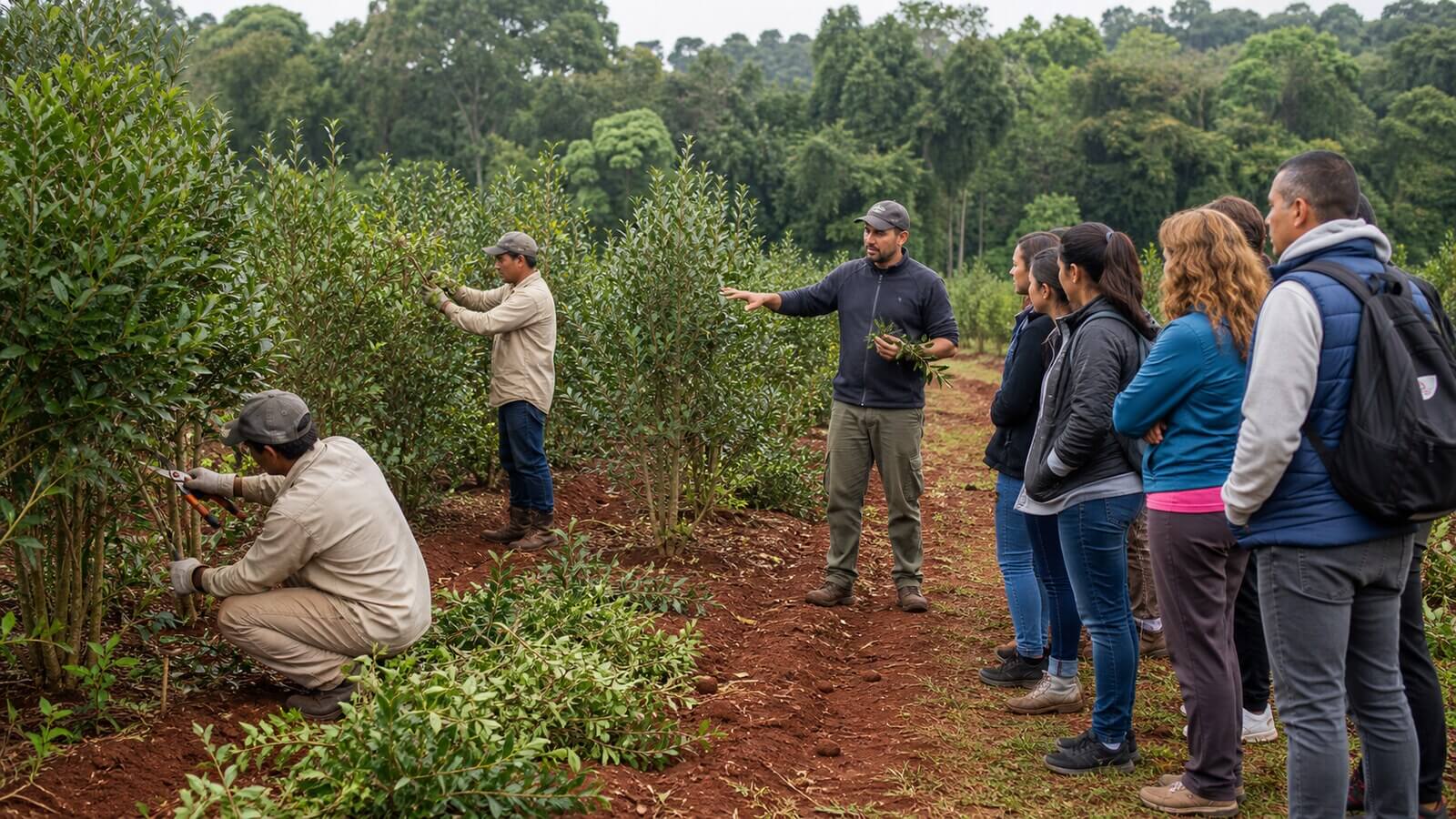 Yerbal de Misiones y cosecha de hojas para el Día Nacional del Mate