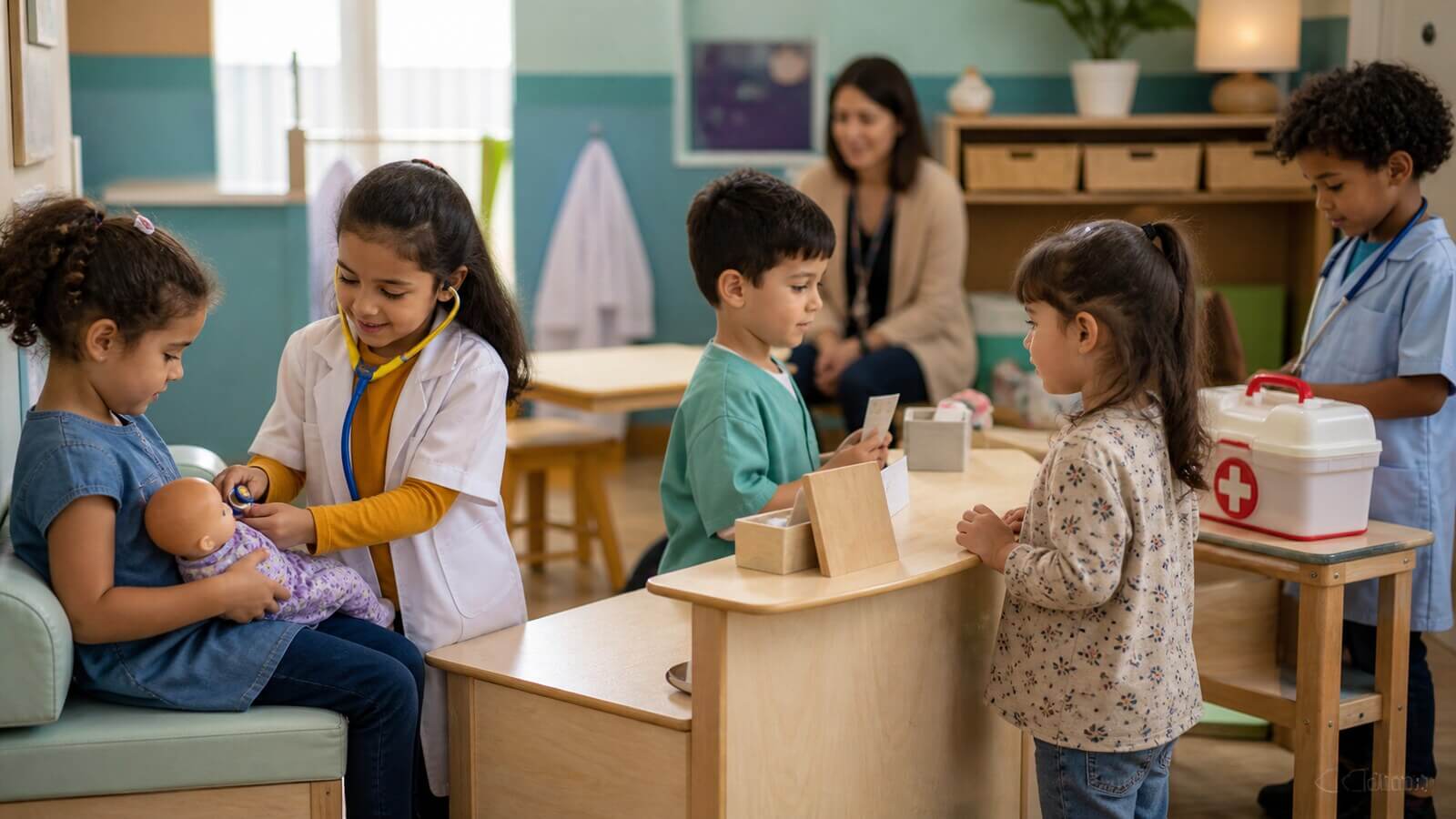 Juego dramático de centro de salud sin medicamentos reales