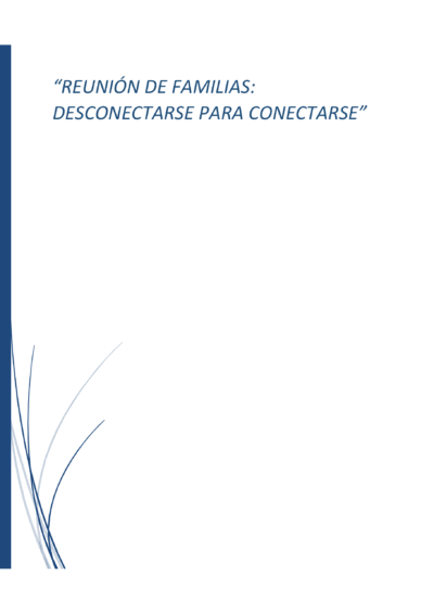 Portada Reunión de Familias: Desconectarse para Conectarse