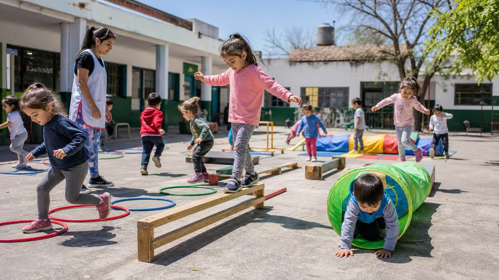 Propuesta de Educación Física con desafíos motores en el patio