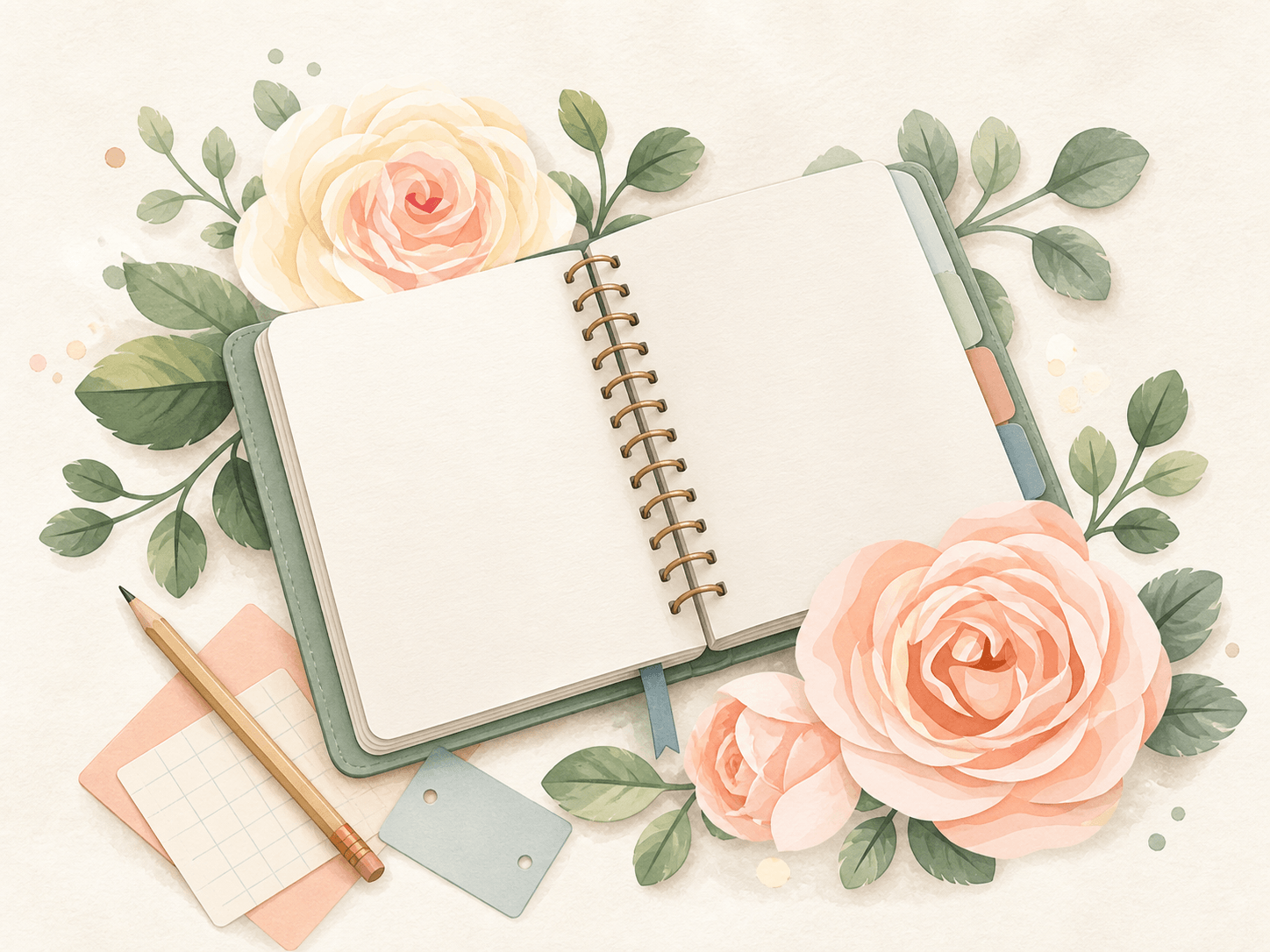 Cuaderno docente abierto entre flores, imagen de la categoría Planificaciones y proyectos
