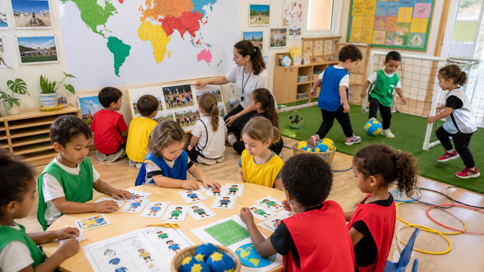 Docente acompañando una experiencia de aprendizaje