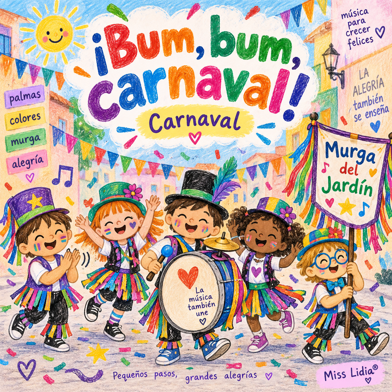 Portada de la canción ¡Bum, bum, carnaval! de Miss Lidia