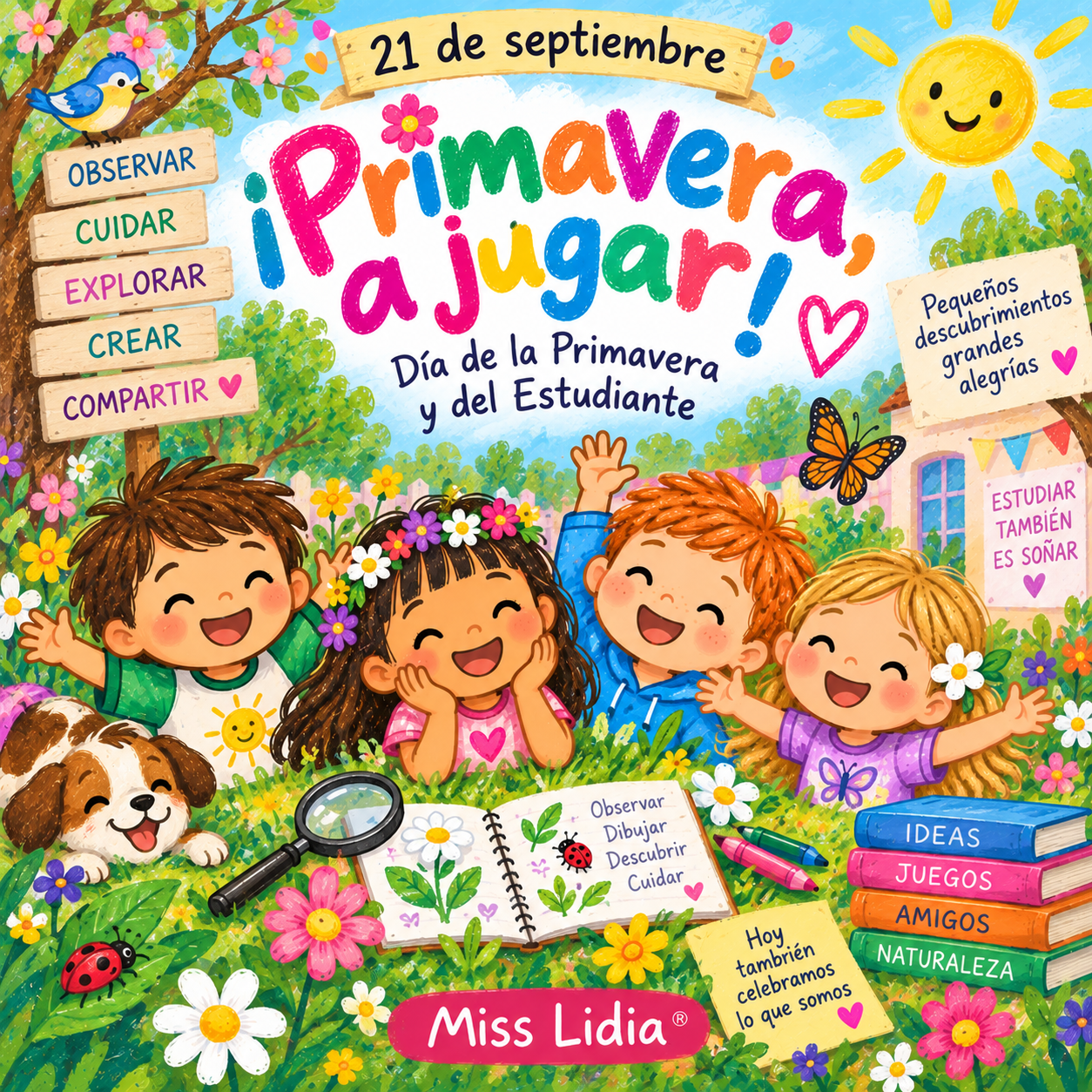 Portada de la canción ¡Primavera, a jugar! de Miss Lidia