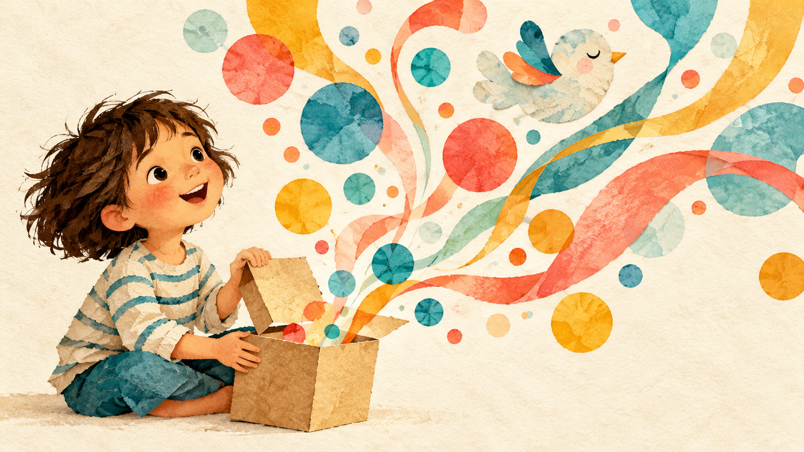 Ilustración original de referencia para La caja de sonidos; no pertenece a una edición del libro