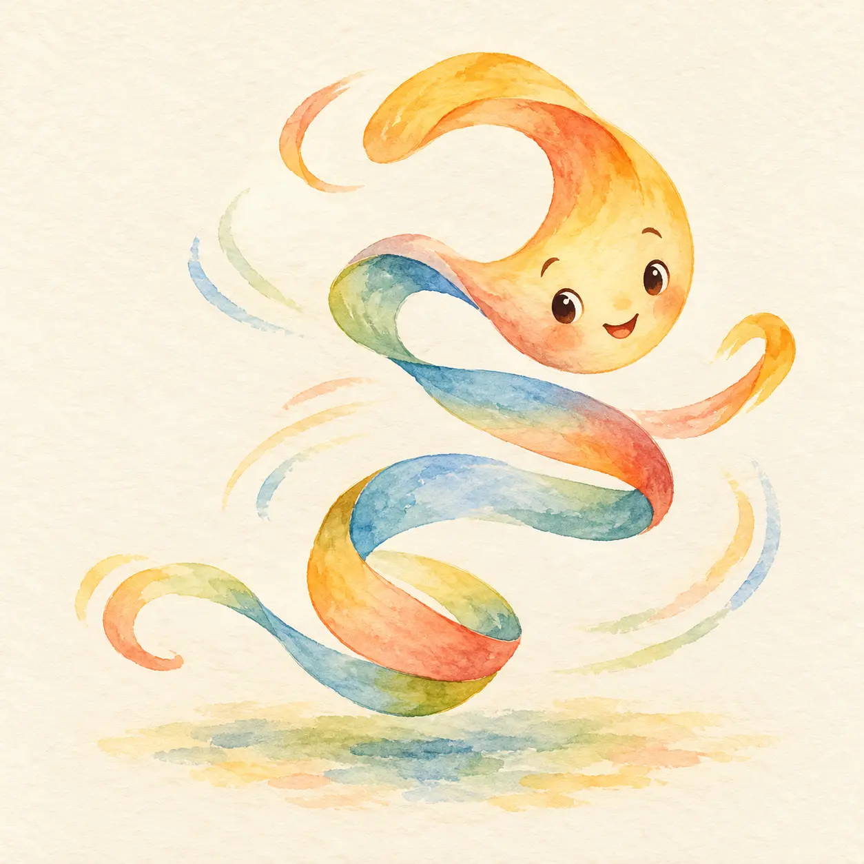 Cinta de colores que gira como un sonido que baila.