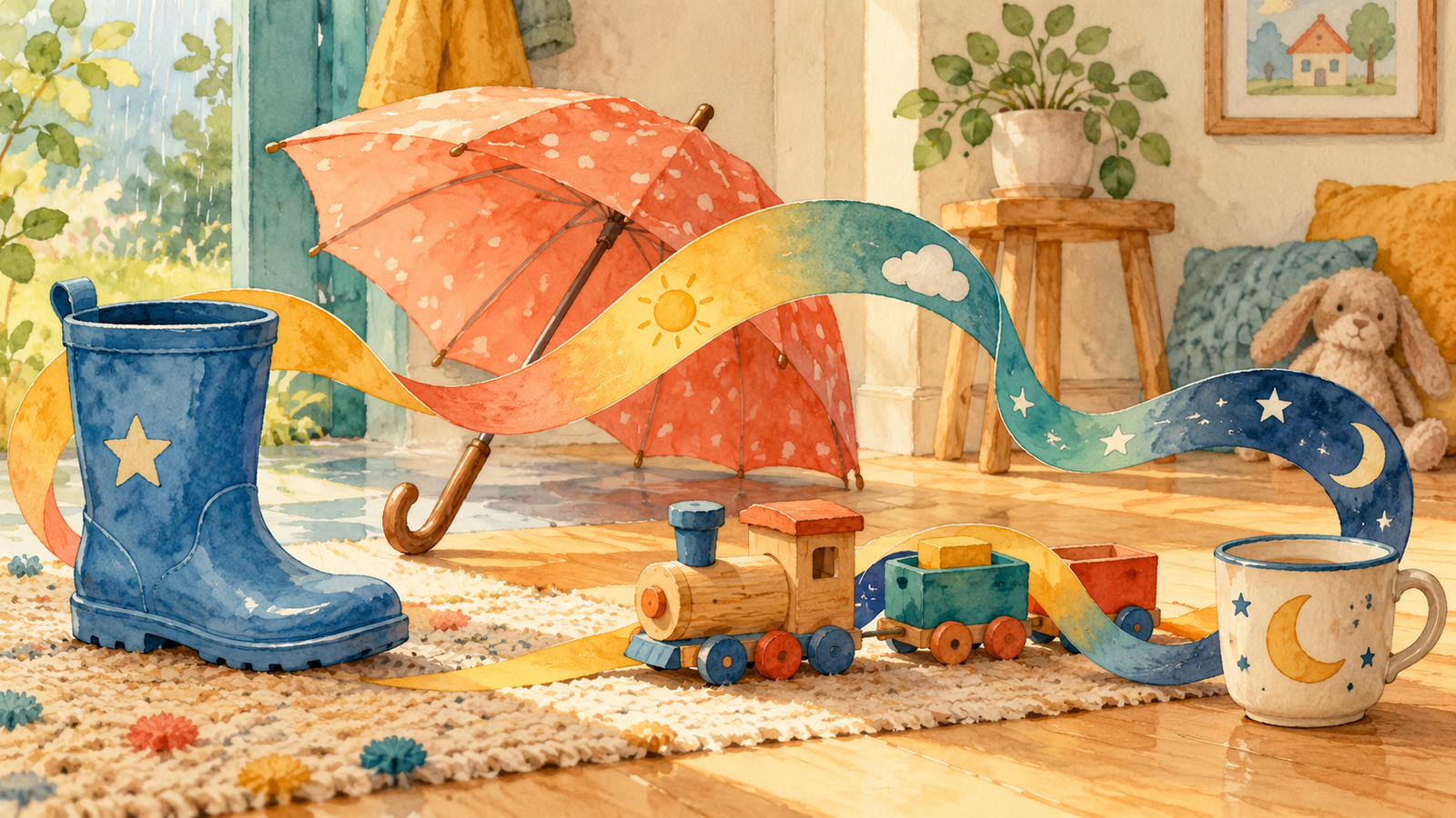 Ilustración original de referencia para Rimas para un día de lluvia; no pertenece a una edición del libro