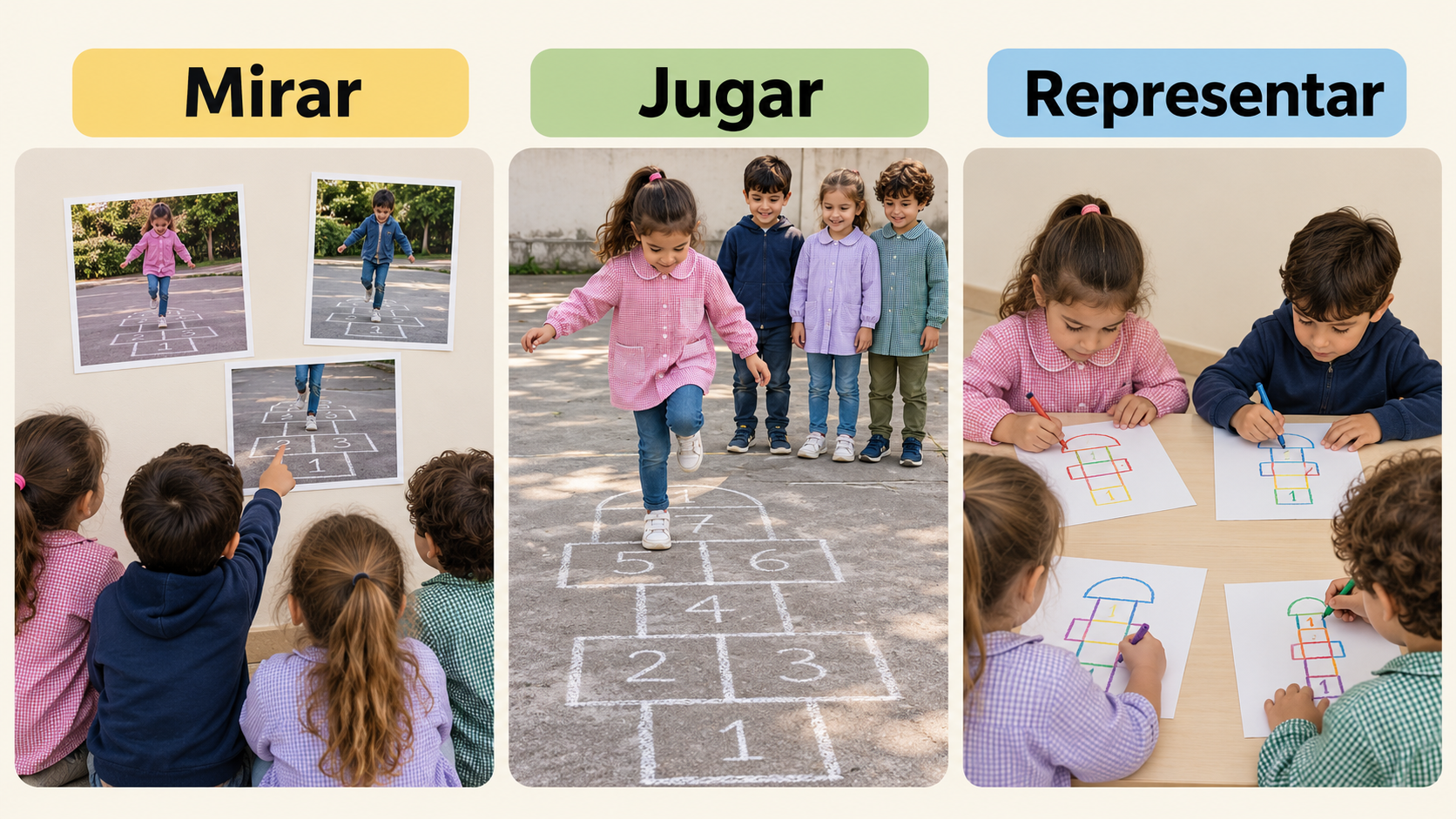 Mirar, jugar y representar: experiencias relacionadas que no se sustituyen entre sí.