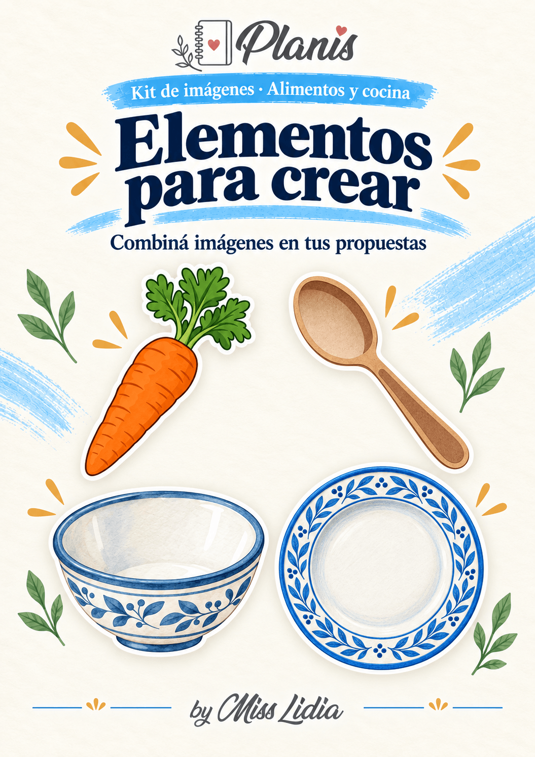 Elementos para crear: Alimentos y cocina Selección de elementos para incorporar a materiales propios de Alimentos y cocina.
