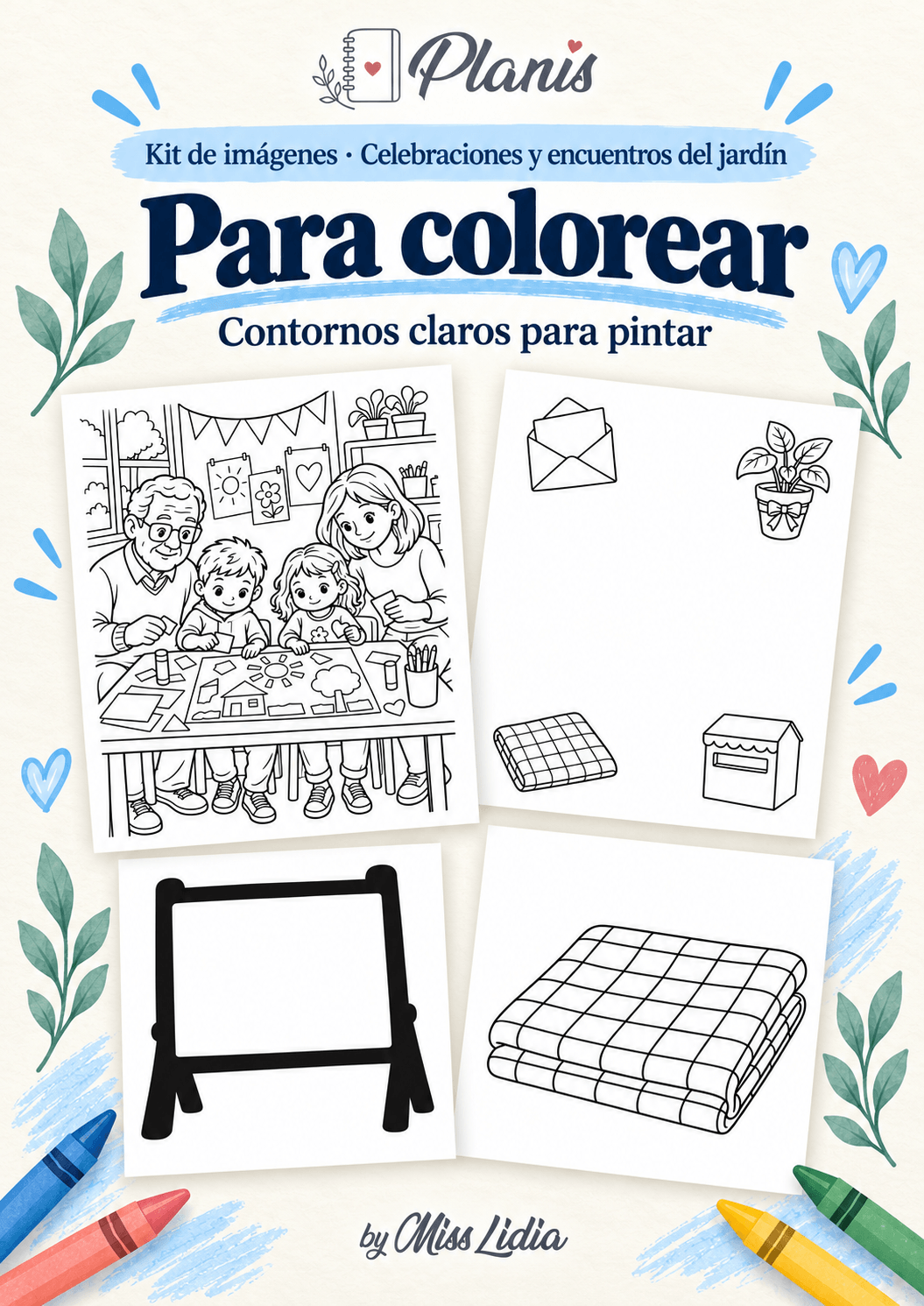 Para colorear del kit Celebraciones y encuentros del jardín.