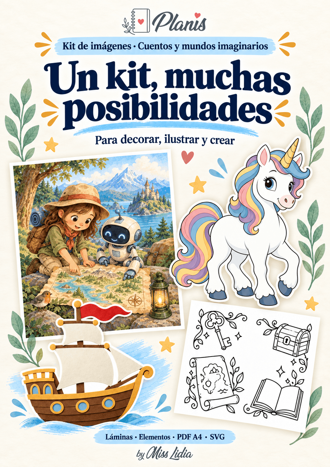 Un kit, muchas posibilidades: Cuentos y mundos imaginarios Vista de los distintos recursos y formatos incluidos de Cuentos y mundos imaginarios.