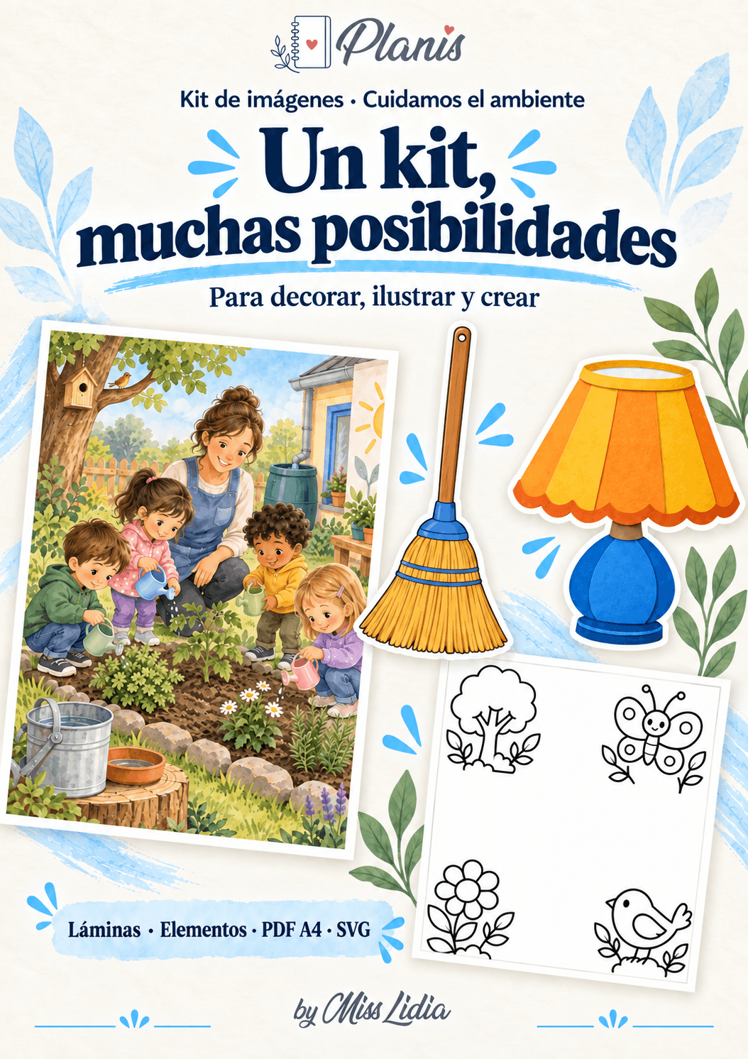 Un kit, muchas posibilidades: Cuidamos el ambiente Vista de los distintos recursos y formatos incluidos de Cuidamos el ambiente.