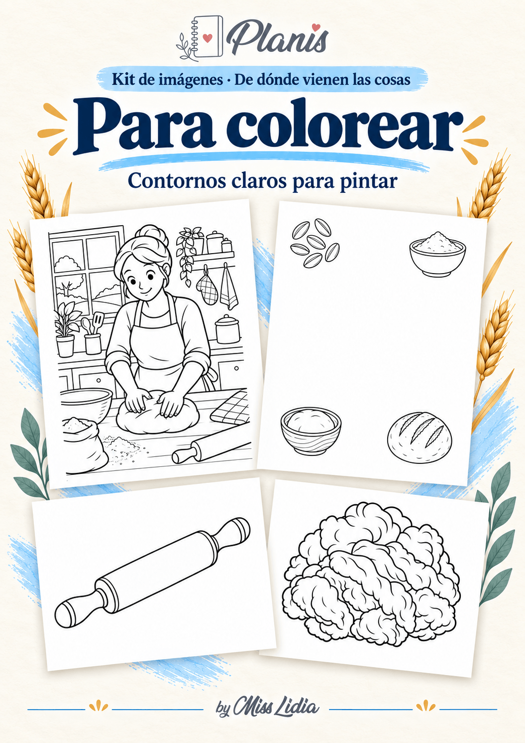 Para colorear del kit De dónde vienen las cosas.