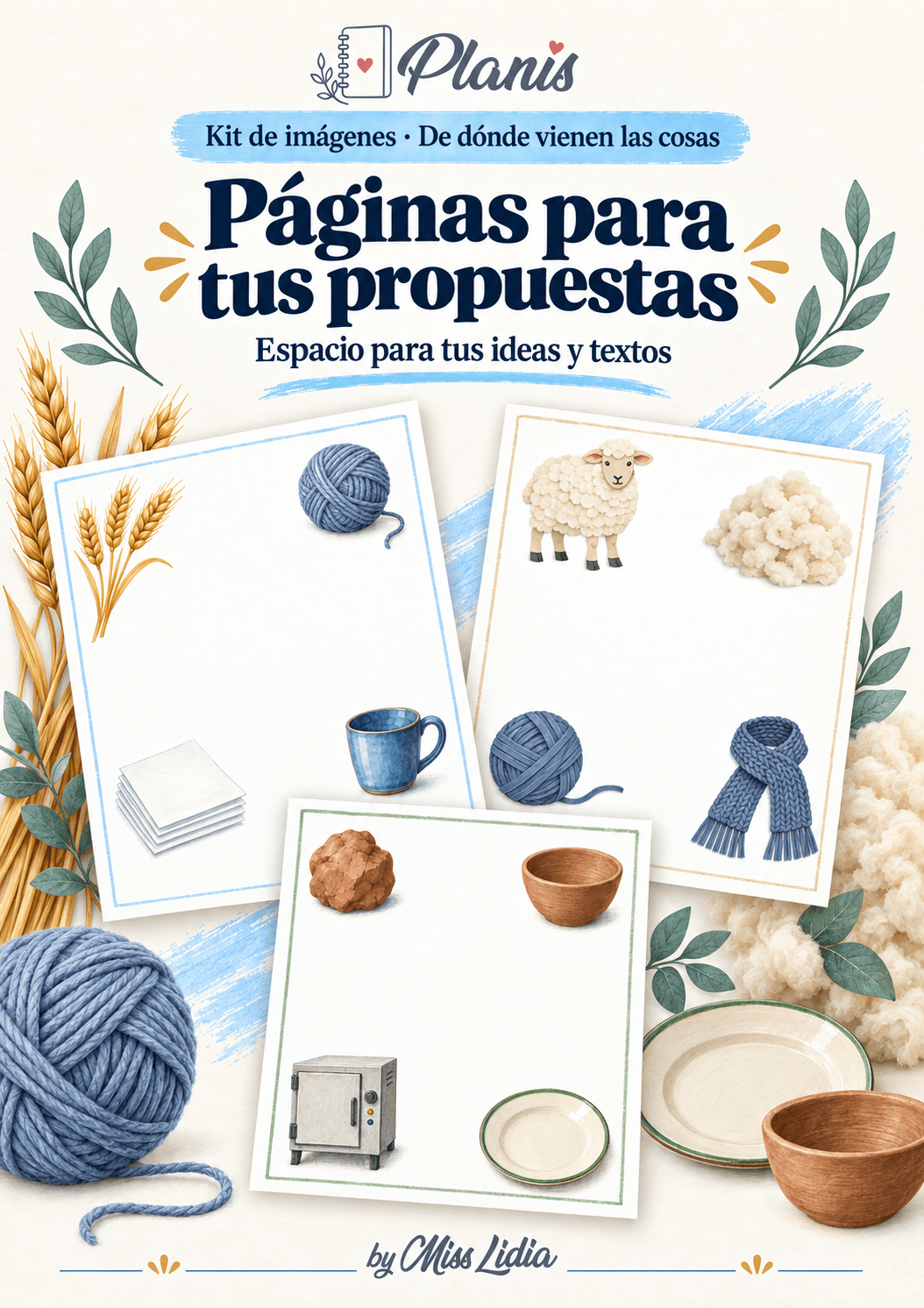 Páginas para tus propuestas del kit De dónde vienen las cosas.