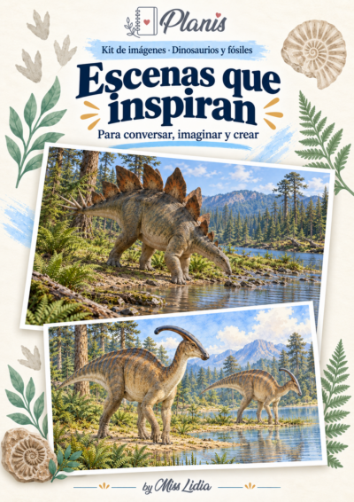 Escenas que inspiran del kit Dinosaurios y fósiles.