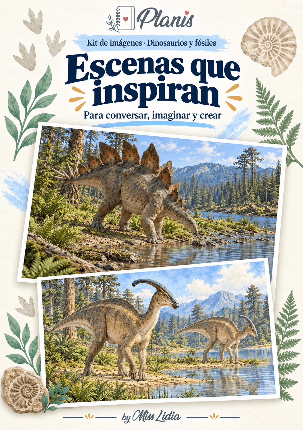 Escenas que inspiran: Dinosaurios y fósiles Escenas que inspiran del kit Dinosaurios y fósiles.