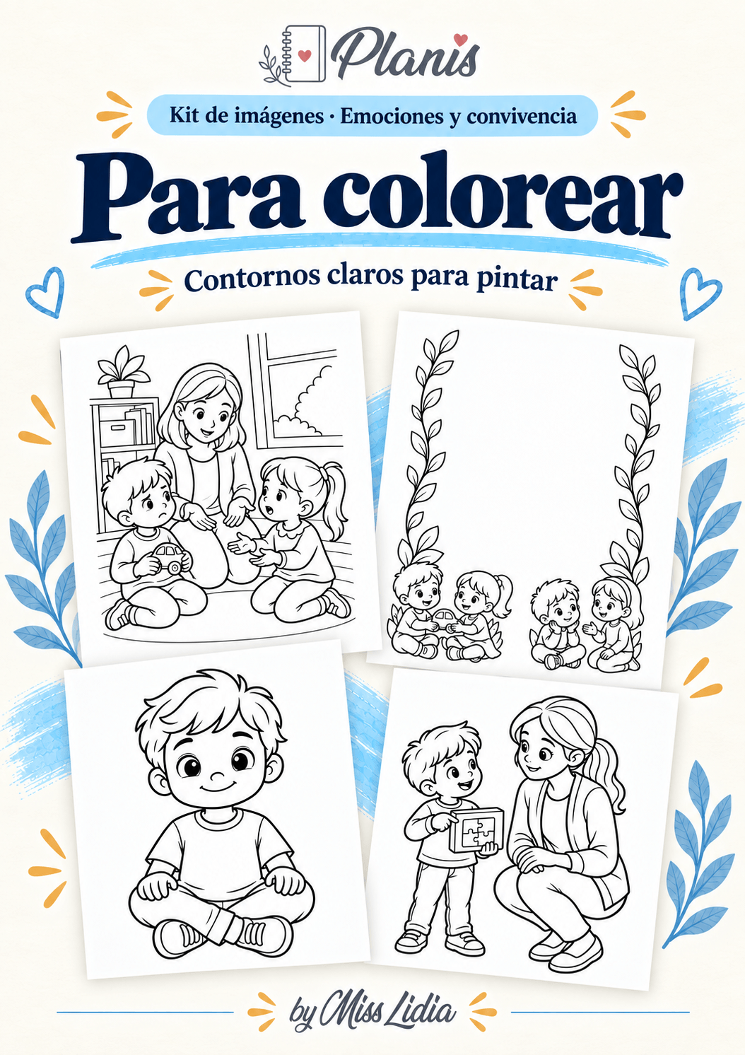 Para colorear: Emociones y convivencia Selección de dibujos de línea para colorear de Emociones y convivencia.