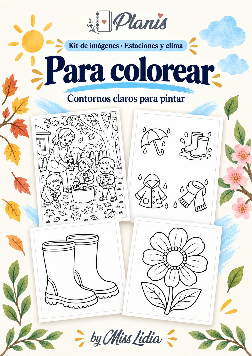 Para colorear: Estaciones y clima Selección de dibujos de línea para colorear de Estaciones y clima.