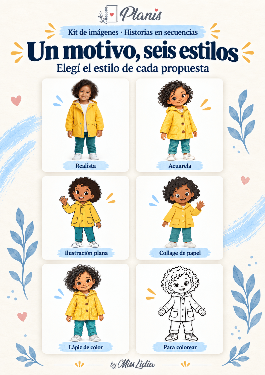 Un motivo, seis estilos del kit Historias en secuencias.