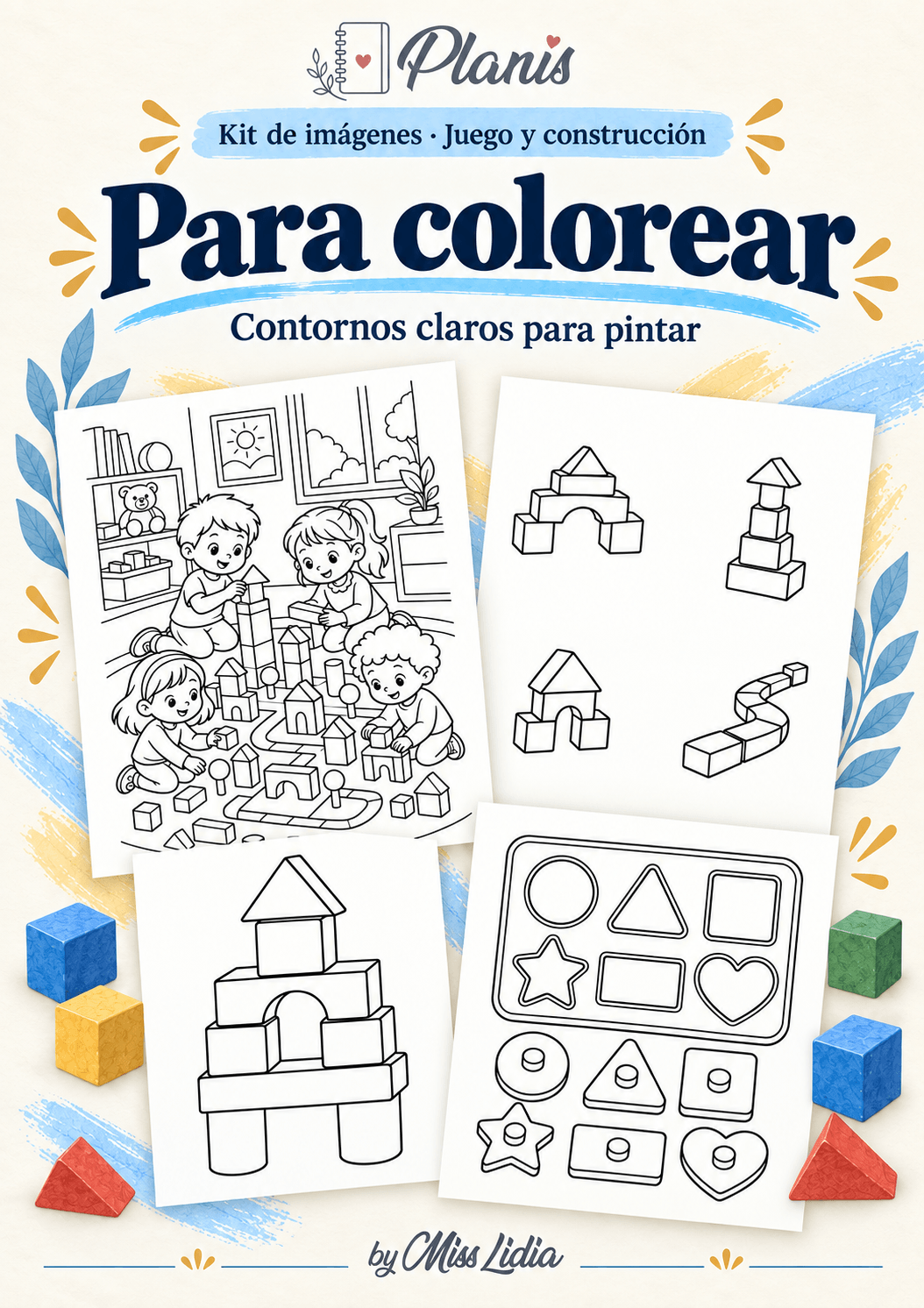 Para colorear: Juego y construcción Selección de dibujos de línea para colorear de Juego y construcción.