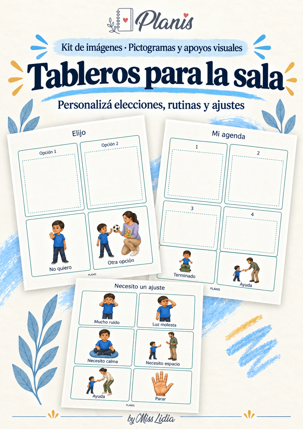 Páginas para tus propuestas: Pictogramas y apoyos visuales Páginas y composiciones para acompañar propuestas docentes de Pictogramas y apoyos visuales.