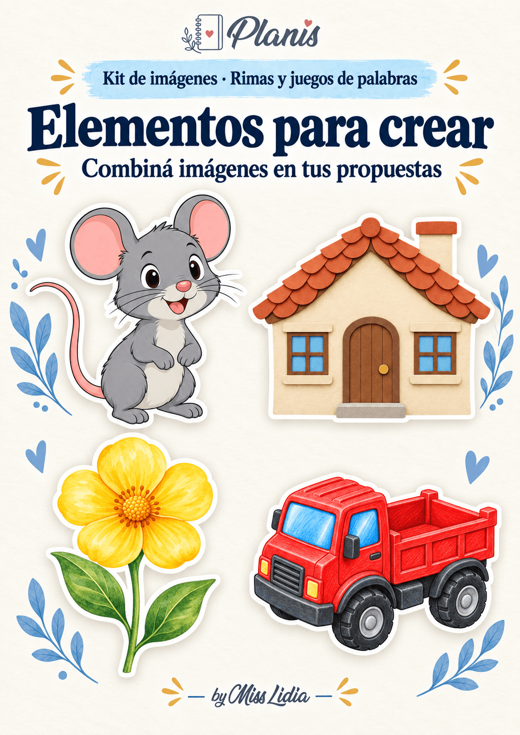 Elementos para crear del kit Rimas y juegos de palabras.