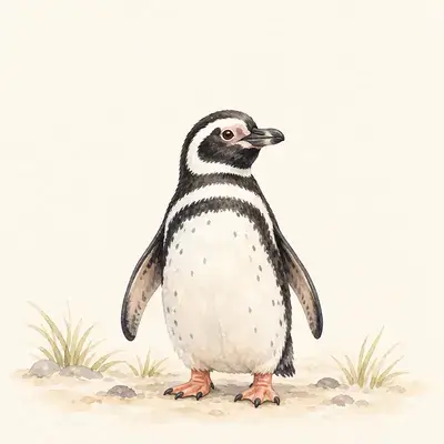 Ilustración de un pingüino utilizada para identificar el animal del calendario
