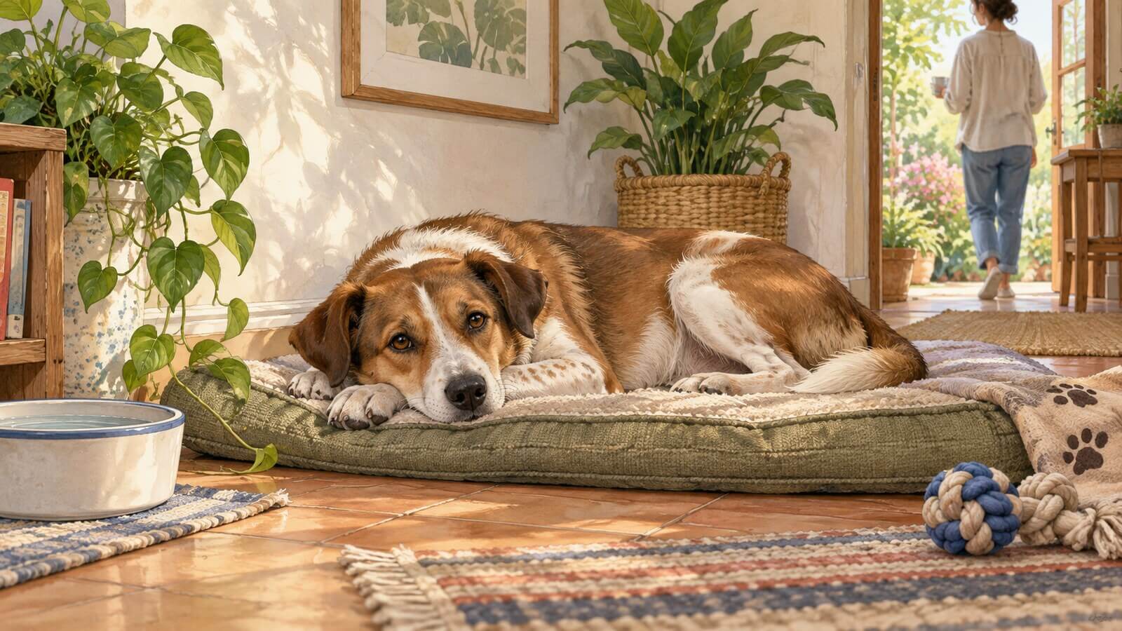 Perro descansando en un rincón tranquilo: cuidados y respeto en Nivel Inicial